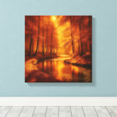 Toile Lumière Ambre sur Rivière de Forêt Automnale Sérèn (Insitu (Plancher de Bois))