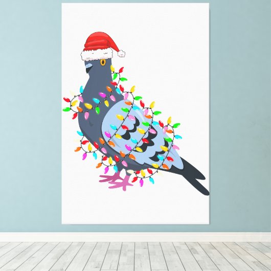 Toile Lumières de Noël Pigeon porter le Casquette de Noë (Insitu (Plancher de Bois))