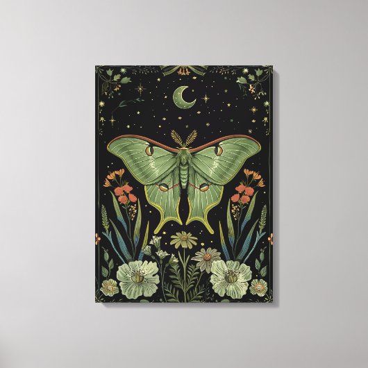 Toile luna Moth Gothique Aquarelle Art (Recto)