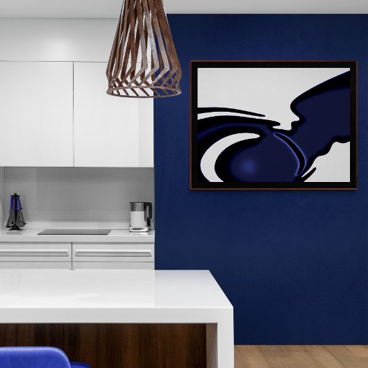 Toile Lune Bleue : Bleu Abstrait et Blanc