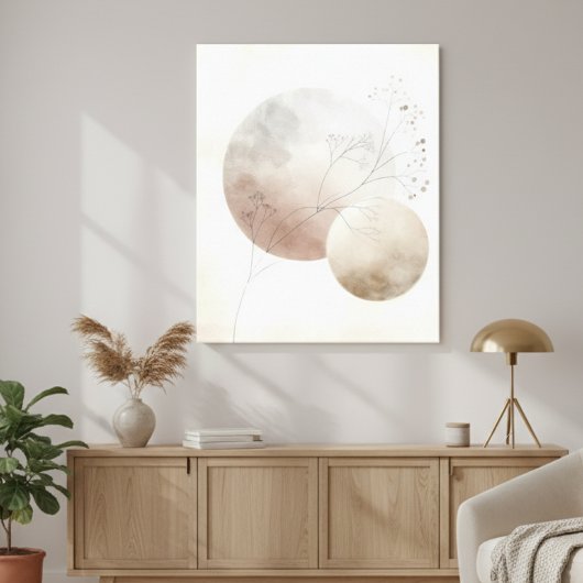 Toile Lune Botanique Abstraite