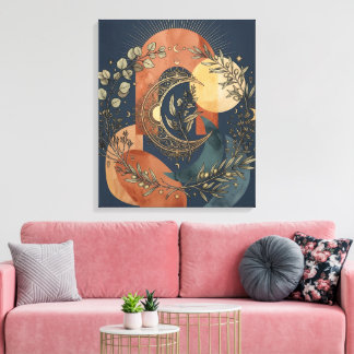 Toile Lune Céleste et Or Soleil Arc