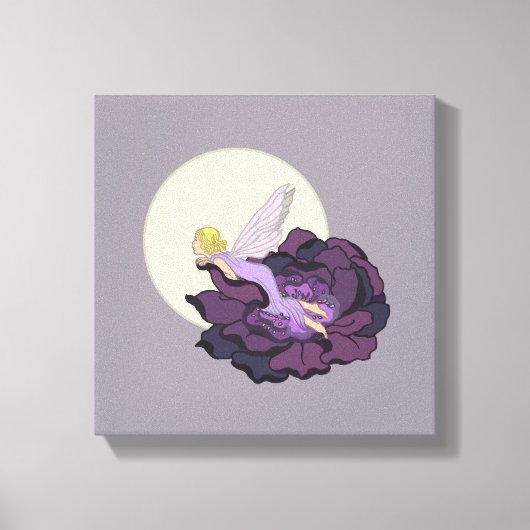 Toile Lune contemplant la fleur violette Fée Ciel du soi (Recto)
