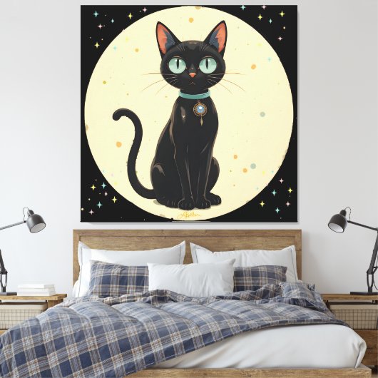 Toile Lune de chat noir atomique futuriste (Insitu(Chambre))