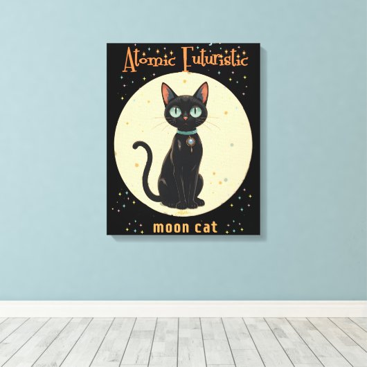 Toile Lune de chat noir atomique futuriste avec texte (Insitu (Plancher de Bois))