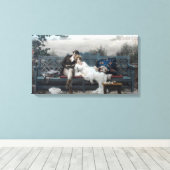 Toile Lune de miel (Mariée et salle sur un banc) (Insitu (Plancher de Bois))