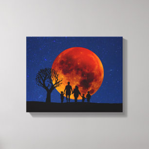 Toile Lune de sang Lunaire Famille Eclipse