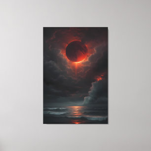 Toile Lune de sang sur la mer orageuse