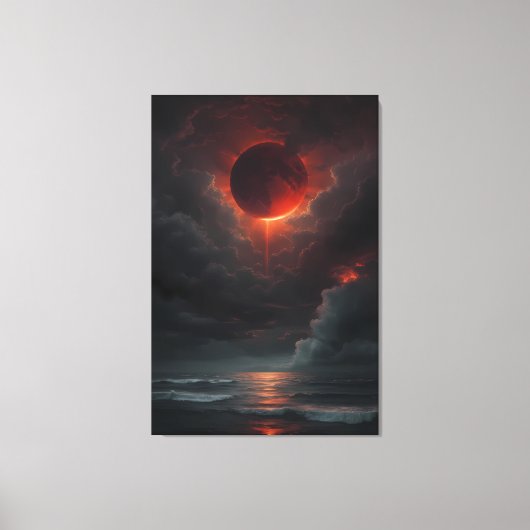 Toile Lune de sang sur la mer orageuse (Recto)