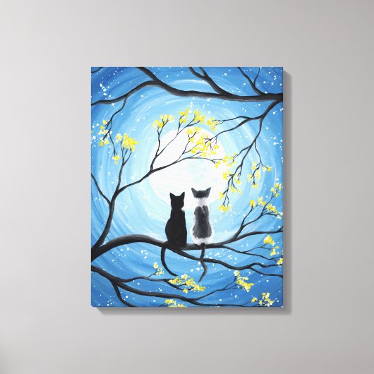 Toile Lune lunaire avec chats (Recto)