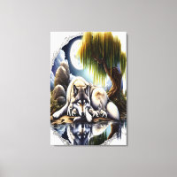 Lune Sérénité Un Loup à la louve en pente24x36
