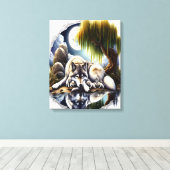 Toile Lune Sérénité Un Loup Slumpteur 16x20 (Insitu (Plancher de Bois))