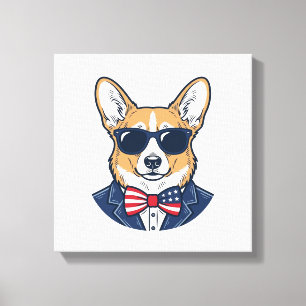 Toile Lunettes de soleil Corgi patriotiques Art vectorie