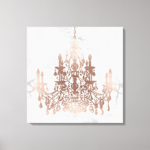 Toile lustre en faux marbre blanc et or rose PixDezines