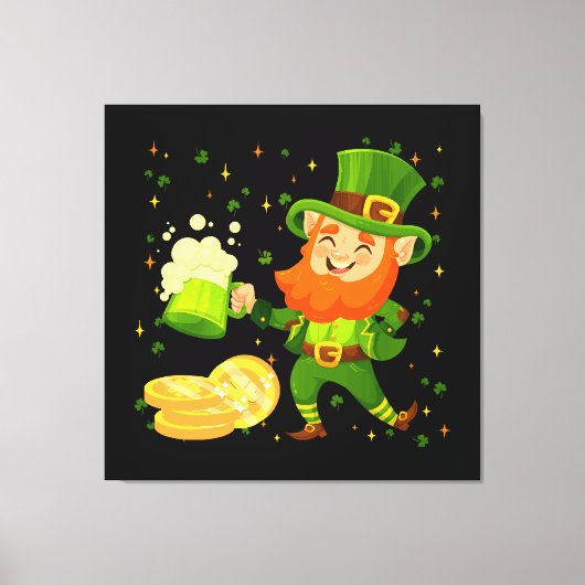 Toile Lutin buvant de la bière St. Patrick's Day (Recto)
