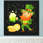 Toile Lutin buvant de la bière St. Patrick's Day (Insitu (Plancher de Bois))