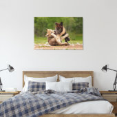 Toile Luttes de louveteaux gris (Insitu(Chambre))