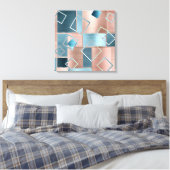 Toile Luxe Abstrait | Blush Rose Gold et Turquoise Géomé (Insitu(Chambre))