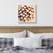 Toile Luxe Cubes Dorés 3D Art - Abstrait Géométrique Mod (Insitu(Chambre))