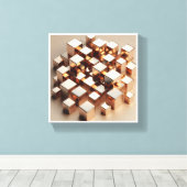 Toile Luxe Cubes Dorés 3D Art - Abstrait Géométrique Mod (Insitu (Plancher de Bois))