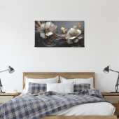 Toile Luxe gris foncé or floral élégant moderne (Insitu(Chambre))