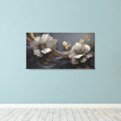 Toile Luxe gris foncé or floral élégant moderne (Insitu (Plancher de Bois))