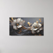 Toile Luxe gris foncé or floral élégant moderne (Recto)