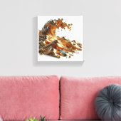 Toile Luxe Vague d'Or Liquide 3D - Abstraction Fluides M (Insitu(Salon))