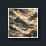 Toile Luxury 3D Fluid Mountain Landscape - Abstract Gold<br><div class="desc">A sophisticated abstract masterpiece featuring flowing, topographical mountain ridges. The design showcases intricate line art with shimmering golden accents intertwined with deep slate grey and soft sand tones, creating a sense of majestic height and fluid movement. This elegant artwork is perfect for high-end interior spaces, modern executive offices, or a...</div>
