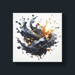 Toile Luxury 3D Fluid Splash Art - Dynamic Gold and Matt<br><div class="desc">A high-energy abstract composition featuring a stunning 3D splash of liquid gold intertwined with matte slate blue waves. Tiny golden spheres and droplets burst forth, creating a sense of dynamic movement and modern elegance against a clean white background. This sophisticated piece is a perfect focal point for a contemporary living...</div>