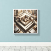 Toile Luxury 3D Geometric Maze - Modern Gold & Grey Arch (Insitu (Plancher de Bois))