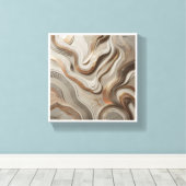 Toile Luxury 3D Sculpted Marble Waves - Elegant Gold and (Insitu (Plancher de Bois))