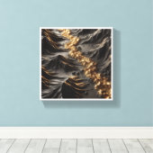 Toile Luxury 3D Topography Abstract - Golden Gold River (Insitu (Plancher de Bois))