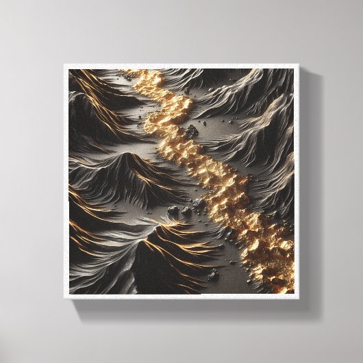 Toile Luxury 3D Topography Abstract - Golden Gold River (Recto)