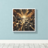 Toile Luxury Black and Gold Liquid Marble - Modern Abstr (Insitu (Plancher de Bois))