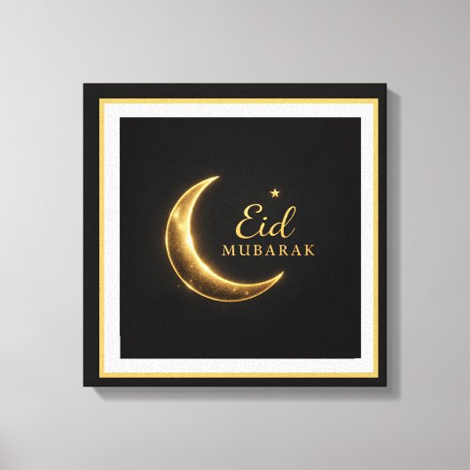 Toile Luxury Black & Gold Eid Mubarak Wall Art – Elegant (Recto)
