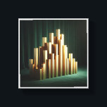 Toile Luxury Golden Columns - Modern Geometric Gold Pill<br><div class="desc">A striking architectural abstract featuring a cluster of sleek, rectangular golden pillars of varying heights. Set against a rich, moody emerald green velvet curtain, the high-gloss metallic finish creates a bold contrast of texture and light. This sophisticated piece embodies modern luxury and structural elegance. Perfect for executive offices, high-end hotel...</div>