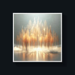 Toile Luxury Golden Forest Abstract - Modern Architectur<br><div class="desc">A breathtaking surreal abstract featuring a majestic forest of golden, architectural trees with intricate, needle-like foliage. Elegant golden arches rise amidst a soft, ethereal mist, with radiant sunlight reflecting off a serene, mirror-like surface. This piece creates a sense of peaceful opulence and modern fantasy. Ideal for high-end hotel lobbies, sophisticated...</div>