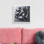 Toile Luxury Liquid Silver Wave - 3D Metallic Fluid Abst (Insitu(Salon))