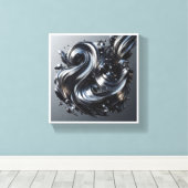 Toile Luxury Liquid Silver Wave - 3D Metallic Fluid Abst (Insitu (Plancher de Bois))