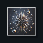 Toile Luxury Metallic Starburst - 3D Abstract Silver Spi<br><div class="desc">A powerful and dynamic architectural abstract featuring a central starburst of sharp metallic spikes. Surrounded by floating silver spheres of various sizes on a dark, moody background, this piece creates a sense of cosmic energy and high-tech elegance. Ideal for ultra-modern living spaces, tech offices, or as a bold statement piece...</div>