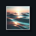 Toile Luxury Sunset Ocean Waves - Abstract Sea Ripples w<br><div class="desc">A captivating abstract seascape featuring stylized ocean waves under a warm setting sun. The deep teal waters are infused with glowing golden ripples and scattered light particles that look like fallen stars, creating a magical and luxurious atmosphere. Perfect for coastal-themed luxury homes, modern spa interiors, or anyone seeking a peaceful...</div>