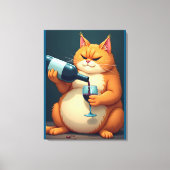 Toile Luxury Tipsy Cat Modern Art Illustration (Recto)