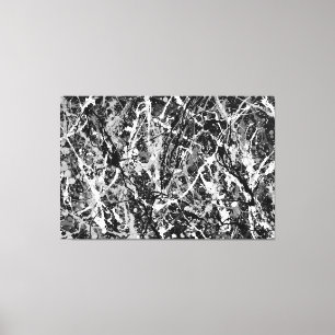 Toile LXXII NOIR ET BLANC - Peinture d'action -Abstrait-