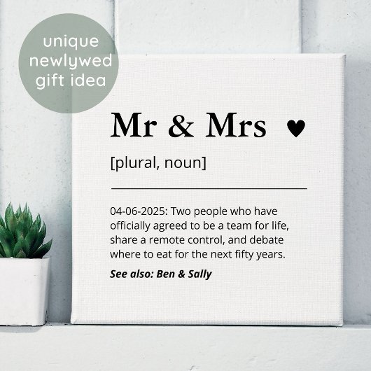 Toile M. et Mme Newlysée Mariage cadeau Définition moder