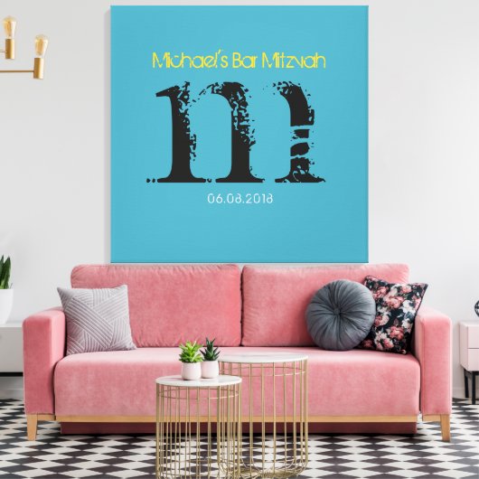 Toile M Monogram Initial Bar Bat mitzvah Panneau d'ouver (Insitu(Salon))