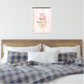Toile Macarons à rayures blanches roses (Insitu(Chambre))