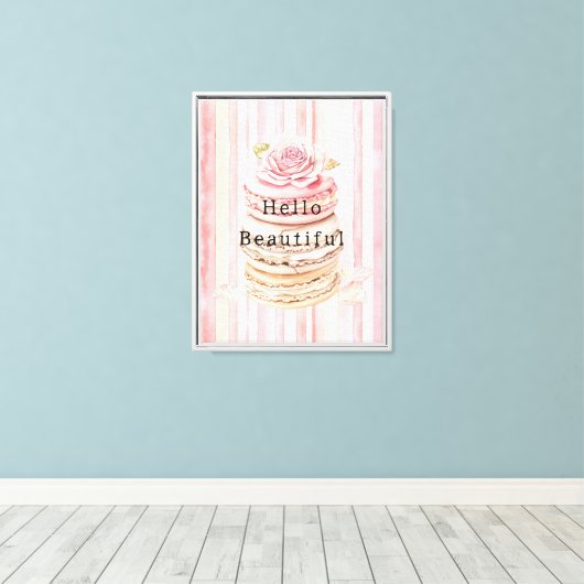 Toile Macarons à rayures blanches roses (Insitu (Plancher de Bois))