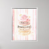 Toile Macarons à rayures blanches roses (Recto)