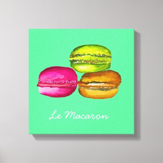 Toile Macarons colorés aquarelle art funky (Recto)